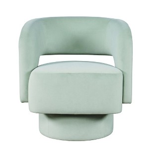 Jofran,Mid-Century Modern Upholstered Split-Back Curved Sculpture Swivel Accent Chair - 1 of 4