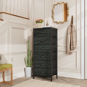 Tall Dresser with 6 Drawers,Vertical End Table and Nightstand for Bedroom, Dorm Bedside Furniture with Fabric Storage Drawer in Living Room,Closet - 1 of 4