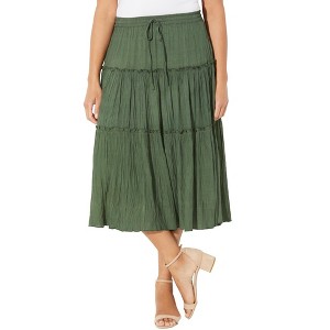 Catherines Women's Plus Size Petite Tiered Midi Skirt - 1 of 4