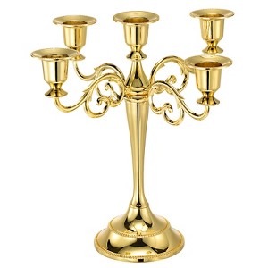 Unique Bargains Home Decor Wedding Birthday Party 5 Arm Metal Candelabra - 1 of 4