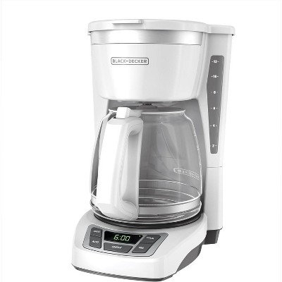 BLACK+DECKER 12-Cup Digital Coffee Maker, CM1160W, Programmable, Washable Basket Filter, Sneak-A-Cup, Auto Brew, Water Window, Keep Hot Plate, White