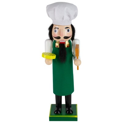 Northlight 14" Green and White Wooden Christmas Nutcracker Pizza Maker