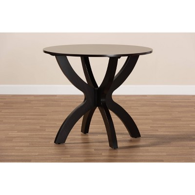 Contemporary 36" Round Dark Brown Wood Dining Table for Four
