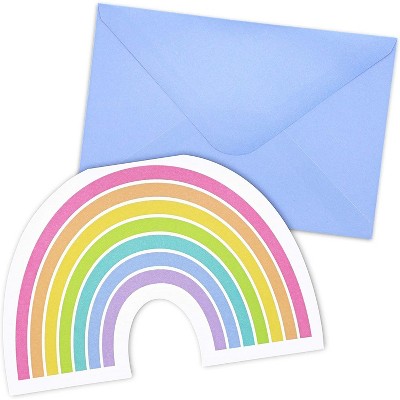 Paper Junkie 36-Pack Die-Cut Rainbow Cards with Envelopes for Kids Party Invitation, Thank You Notes 4x6 in