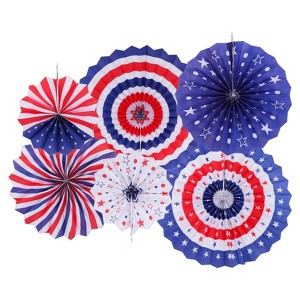 Unique Bargains Pattern Decoration Wedding Hanging Paper Fans Party Set - 1 of 4