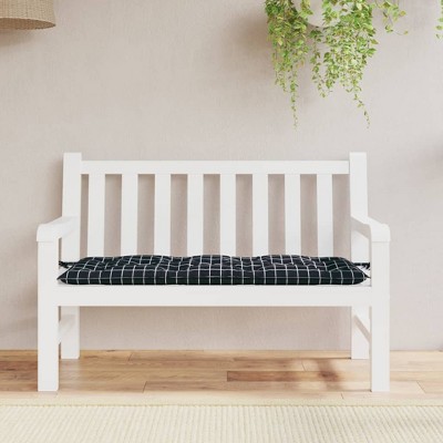 vidaXL Garden Bench Cushion Black Check Pattern 47.2 in.x19.7 in.x2.8 in. Fabric