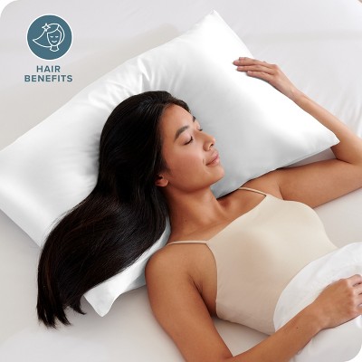 White Satin Standard/Queen Pillowcase Set for Hair and Skin