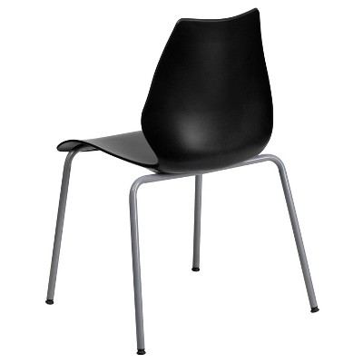 Hercules Series 770 lb. Black Polypropylene Stack Chair with Lumbar Support