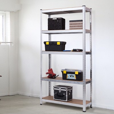 Heavy Duty 71'' Steel and MDF 5-Level Adjustable Storage Rack, 2 pcs
