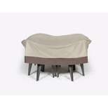 LB International 72" Beige and Brown Durable Outdoor Round Patio Furniture Set Vinyl Cover