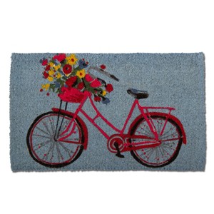 tagltd 1'6" x 2'6" Bike Rider Coir Rectangle Indoor Outdoor Doormat Front Door Welcome Mat  Blue Background - 1 of 4