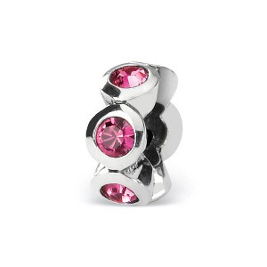 Black Bow Jewelry Sterling Silver October Crystal Birthstone, 6-Stone Bead Charm - 1 of 3