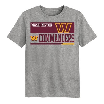 Nfl Washington Commanders Boys' Short Sleeve Poly Heather Gray T-shirt ...