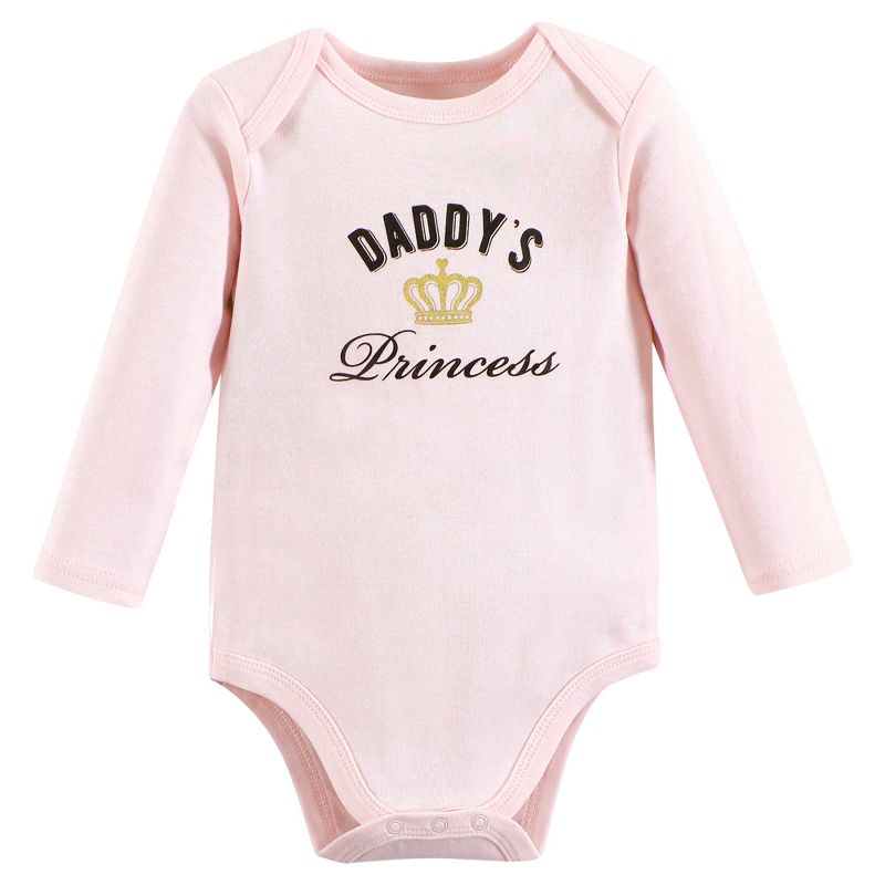 Hudson Baby Infant Girl Cotton Long-Sleeve Bodysuits, Daddys Princess, 4 of 7