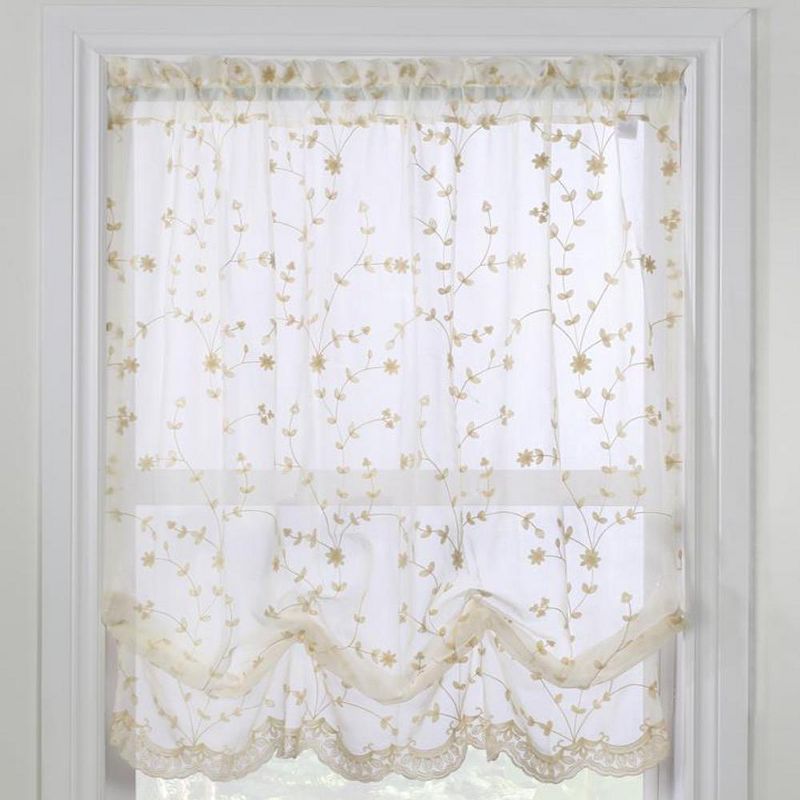 Grandeur Deep Scalloped Embroidery Balloon Curtain Cream by Habitat, 2 of 6