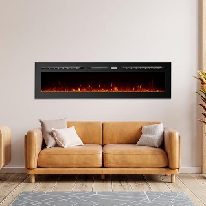 GustoWave 60" Recessed & Wall-Mount Fireplace Heater,12-Color 3D Flame Effect, 750w/1500w,Remote Control,Slim Modern Design for Living Room & Bedroom - 1 of 4
