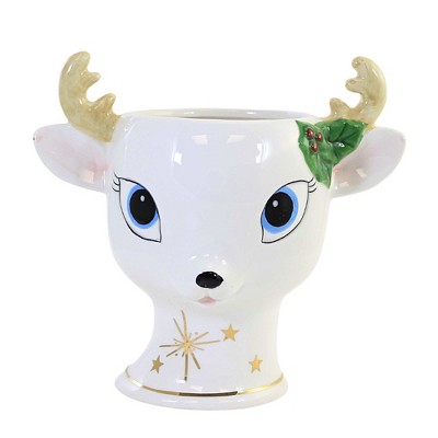 Tabletop 7.0" Reindeer Container Christmas Antlers Vase Ganz  -  Decorative Figurines