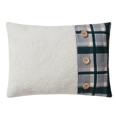 14"x20" Oversize Glenn Teddy and Plaid Twill Lumbar Throw Pillow - Bearpaw