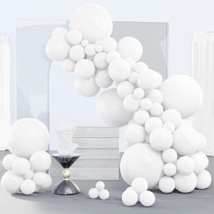 PartyWoo Balloons White Matte 18 12 10 5 Inch 140 pcs - 1 of 4