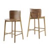 Set of 4 Wooden Bar Stools,Rubberwood Frame Bar Chairs with Square Bentwood Seat and Curved Low Back,Modern Home Bar Stools-Cuddlewood - 3 of 4