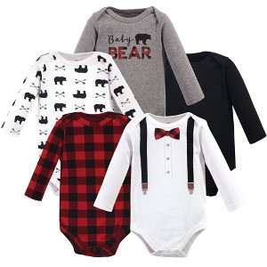 Little Treasure Baby Boy Cotton Long-Sleeve Bodysuits 5pk, Lumberjack Bow Tie - 1 of 1