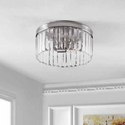 Ruslen 13" Brushed Nickel Crystal LED Flush Mount Light