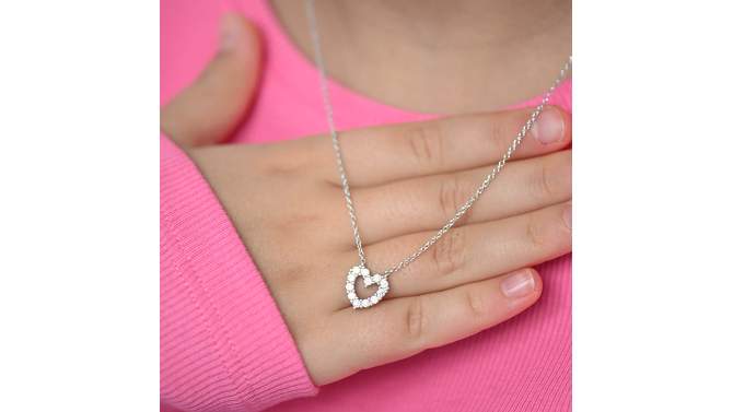 Girls' Open CZ Heart Sterling Silver Necklace - In Season Jewelry, 2 of 7, play video