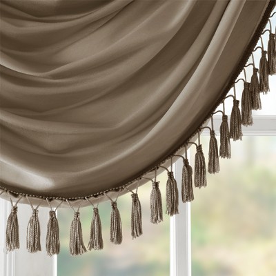 Bronze Faux Silk Waterfall Valance with Tassel Trim
