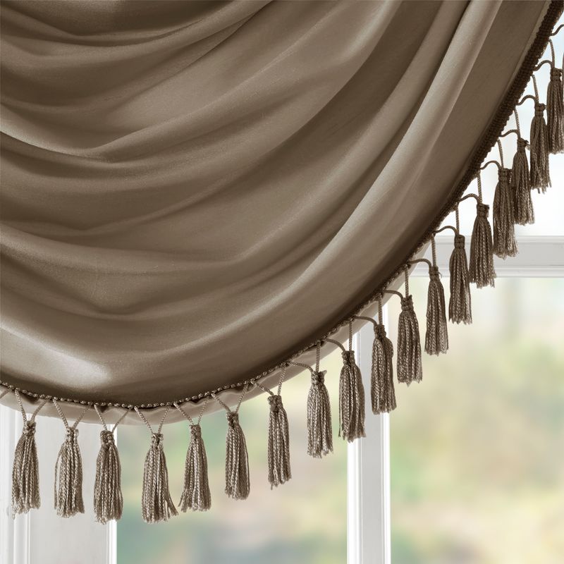 46"x38" Gail Faux Silk Waterfall Embellished Valance, 4 of 5