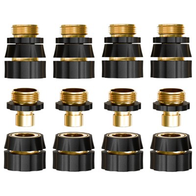 Infurnic Hose Valves and Connectors Quick Connect Hose Fittings Male/Female Set, 3/4 Inch Aluminum Garden Hose Fitting Water Hose Connector (8 Set)