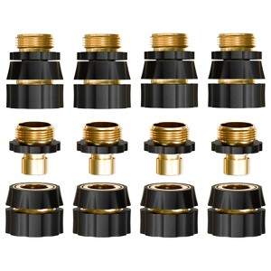 Infurnic Hose Valves and Connectors Quick Connect Hose Fittings Male/Female Set, 3/4 Inch Aluminum Garden Hose Fitting Water Hose Connector (8 Set) - 1 of 4