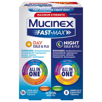 Mucinex Fast-Max Cold, Flu & Sore Throat Liquid Gels - Acetaminophen - 24ct