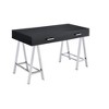 Royal Hampton Writing Desk with MDF 2 Drawers and Metal Legs, Black and Chrome - 3 of 4