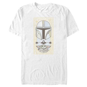 Men's Star Wars: The Mandalorian Grogu and Mando Faded Card T-Shirt - 1 of 4