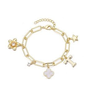 Adornia 14k Yellow Gold Plated Initial Chunky Charm Bracelet - 1 of 1