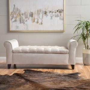Storage Ottoman Bench,Upholstered Storage Bench With Curved Arms,Tufted Ottoman With Storage,Multifunctional Ottoman With Storage-Cuddlewood - 1 of 4