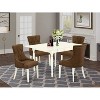 HomeStock 5-Pc Linen White Finish Solid Wood Top - Dining Room Set with Dropleaf - Seats 4 - 2 of 4