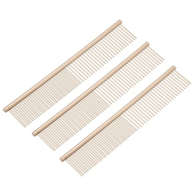 Unique Bargains Stainless Steel Rounded Ends Gentle Care Pet Comb 3 Pcs
