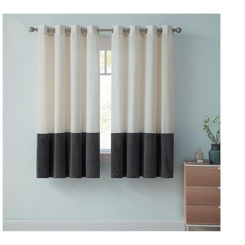 Vcny Home Vivienne Linen Velvet Curtain Panel Gray 54 X 63