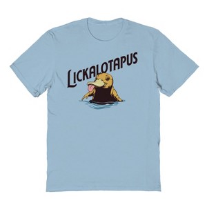 Rerun Island Men's Lickalotapus Short Sleeve Graphic Cotton T-Shirt - Light Blue S - 1 of 4