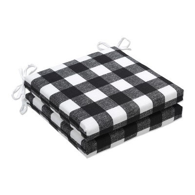 20" x 20" x 3" 2pk Anderson Squared Corners Outdoor Seat Cushions Black - Pillow Perfect: Weather-Resistant with Ties