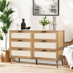 NicBex Rattan Dresser for Bedroom with 6 Drawers - 1 of 4