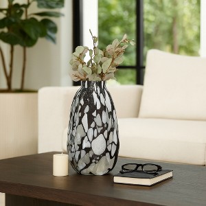 Contemporary Glass Vase with Abstract Pattern - Stylish Flower Vase Accent for Home, Bedroom, or Office Decor - Decorative House Decor - Gray - 1 of 4