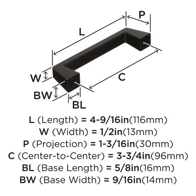 Oil Rubbed Bronze 3-3/4 inch Bar Pull with Mounting Hardware
