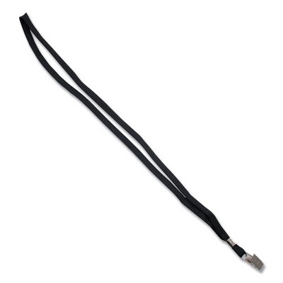Advantus Deluxe Lanyards, Metal Clip Fastener, 36" Long, Black, 24/Box