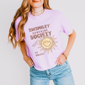 S.W.Smiley Sunshine Society - Women's Boxy Crop Top Graphic T-Shirt - 1 of 4