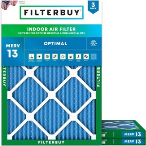 Filterbuy 17.5x22x1 Air Filter (3-Pack), Pleated MERV 13 Health Defense Replacement HVAC AC Furnace Filters (Actual Size: 17.50 x 22.00 x 0.75) - 1 of 4