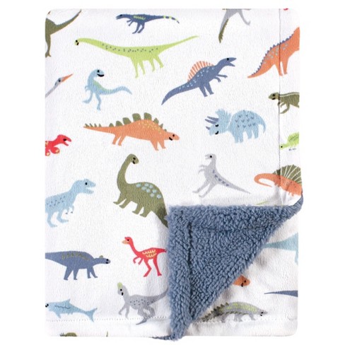 Hudson Baby Infant Boy Plush Blanket With Faux Shearling Back Dinosaurs One Size Target