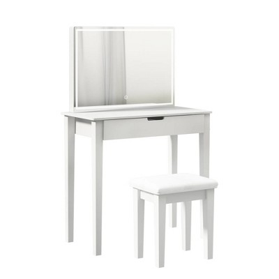 Vanity Desk Set With Mirror For Makeup, Makeup Table With 1 Drawer Storage Cosmetics