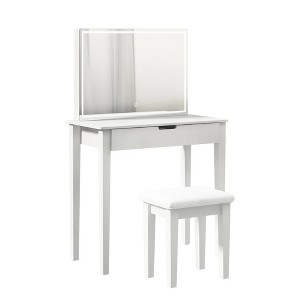Vanity Desk Set With Mirror For Makeup, Makeup Table With 1 Drawer Storage Cosmetics - 1 of 4